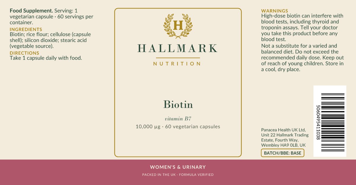 Biotin label, front and back