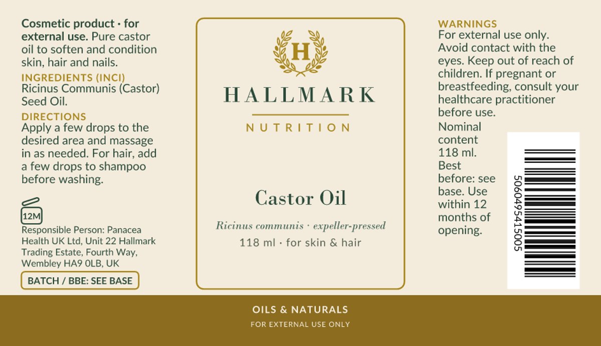 Castor Oil label, front and back