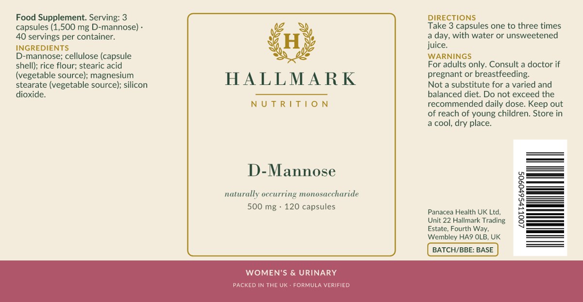 D-Mannose label, front and back