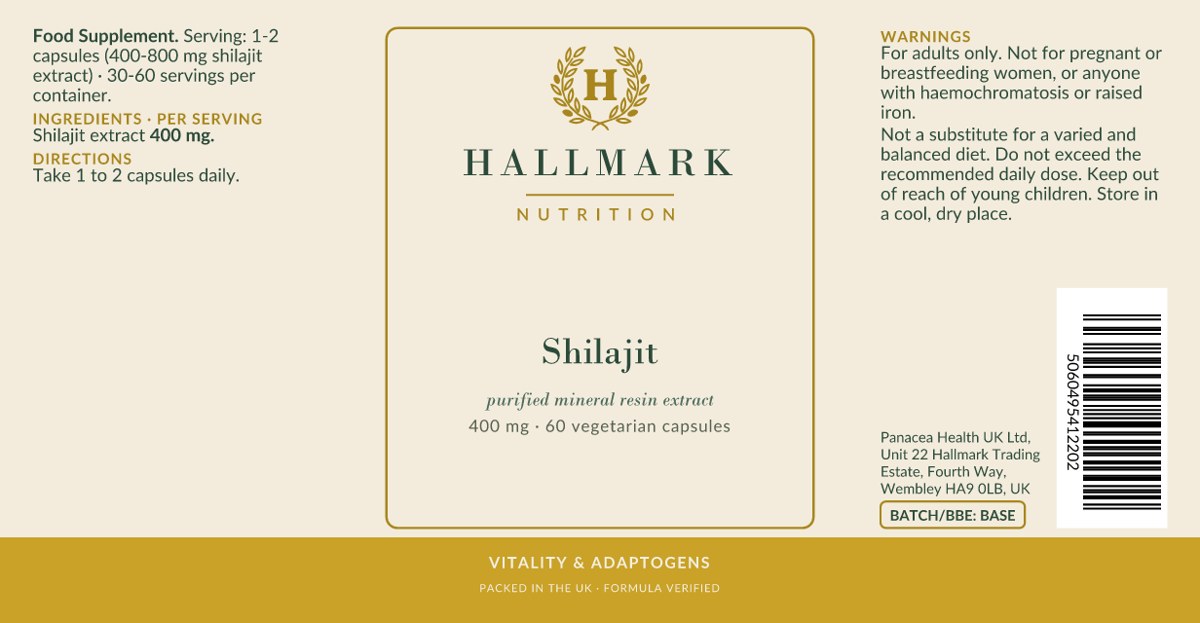 Shilajit label, front and back