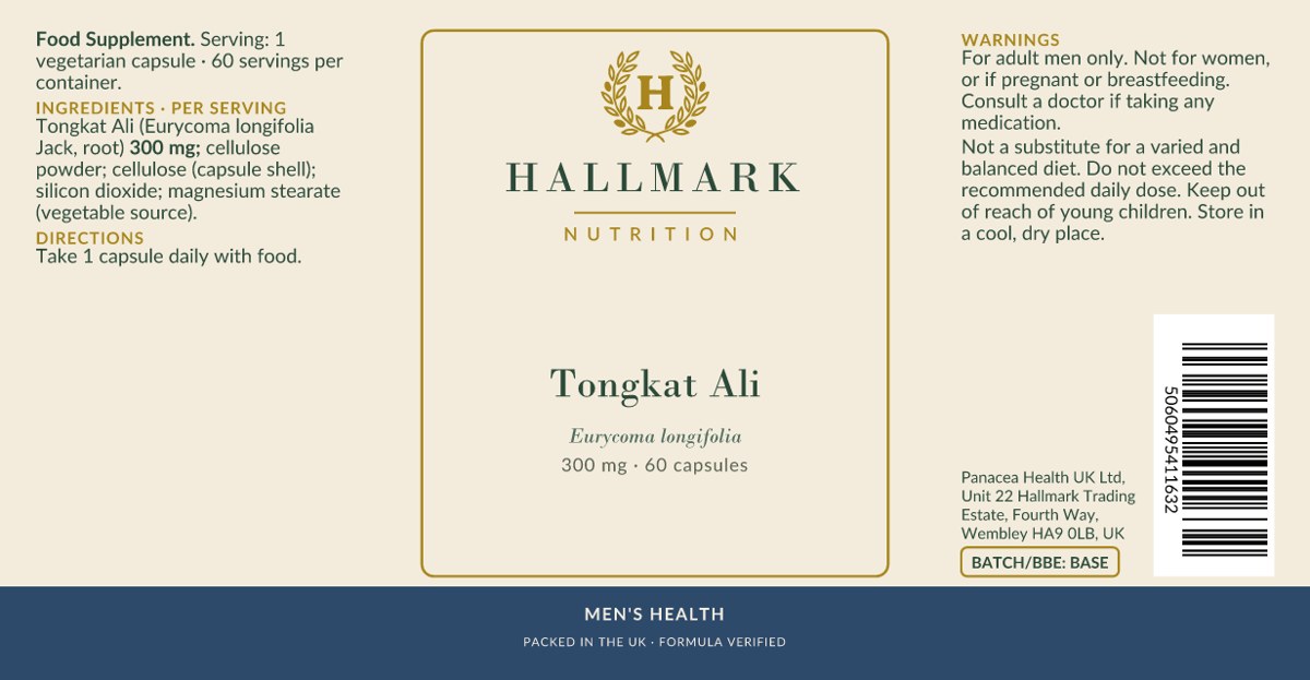 Tongkat Ali label, front and back
